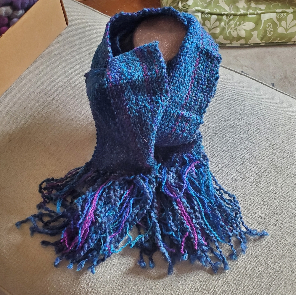 Hand Woven Blue Purple Scarf